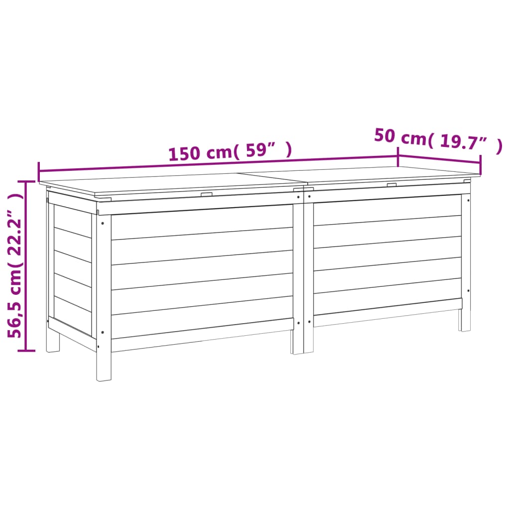 Ladă depozitare de grădină alb 150x50x56,5 cm lemn masiv brad - Lando