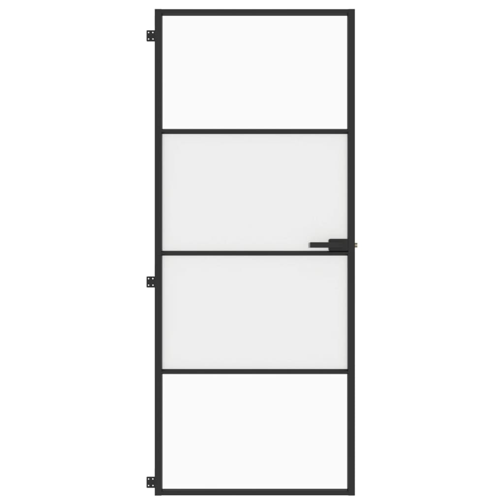 Ușă de interior negru 83x201,5 cm sticlă securiz./aluminiu slim - Lando