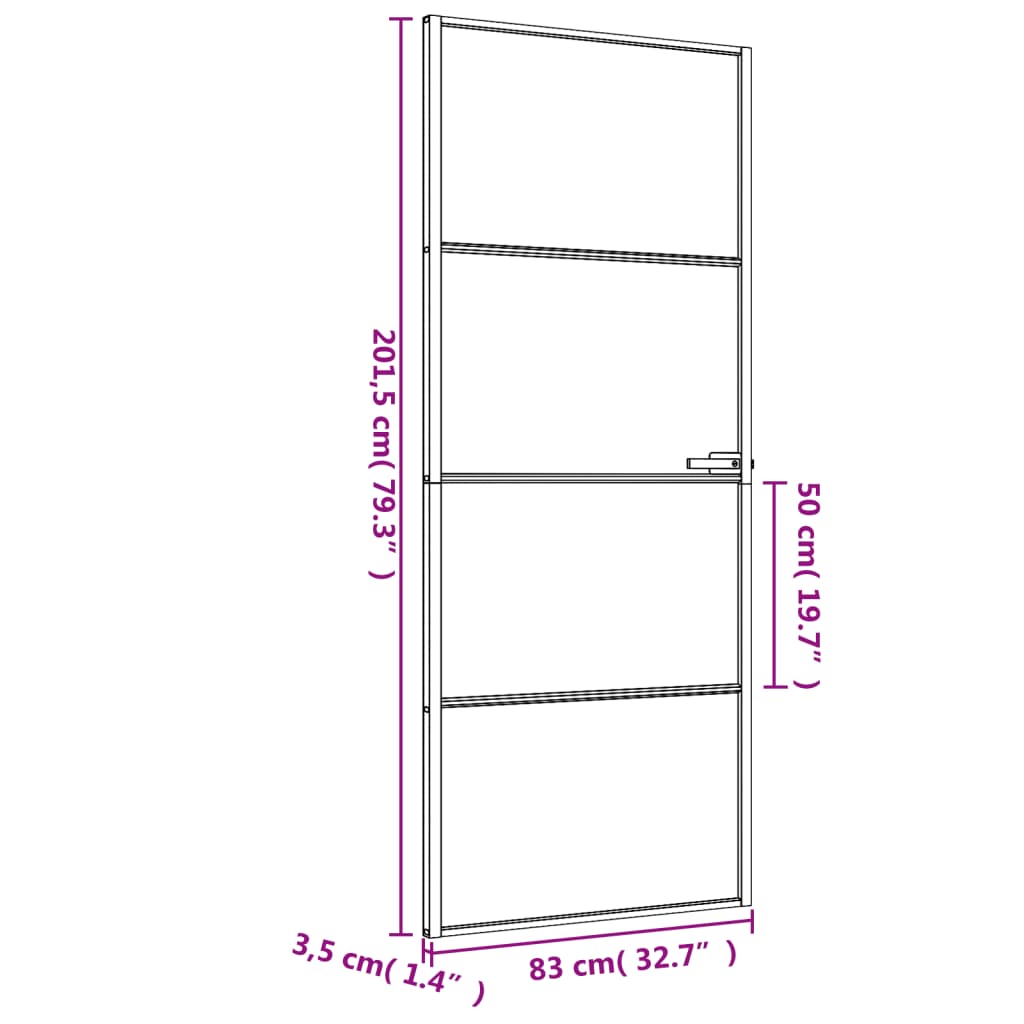 Ușă de interior negru 83x201,5 cm sticlă securiz./aluminiu slim - Lando