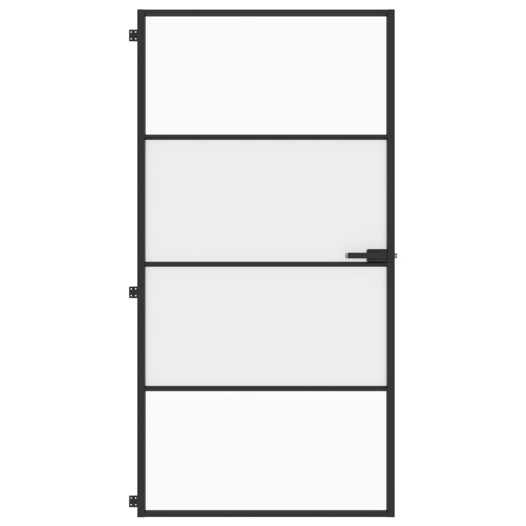 Ușă interior negru 102,5x201,5 cm sticlă securiz./aluminiu slim - Lando