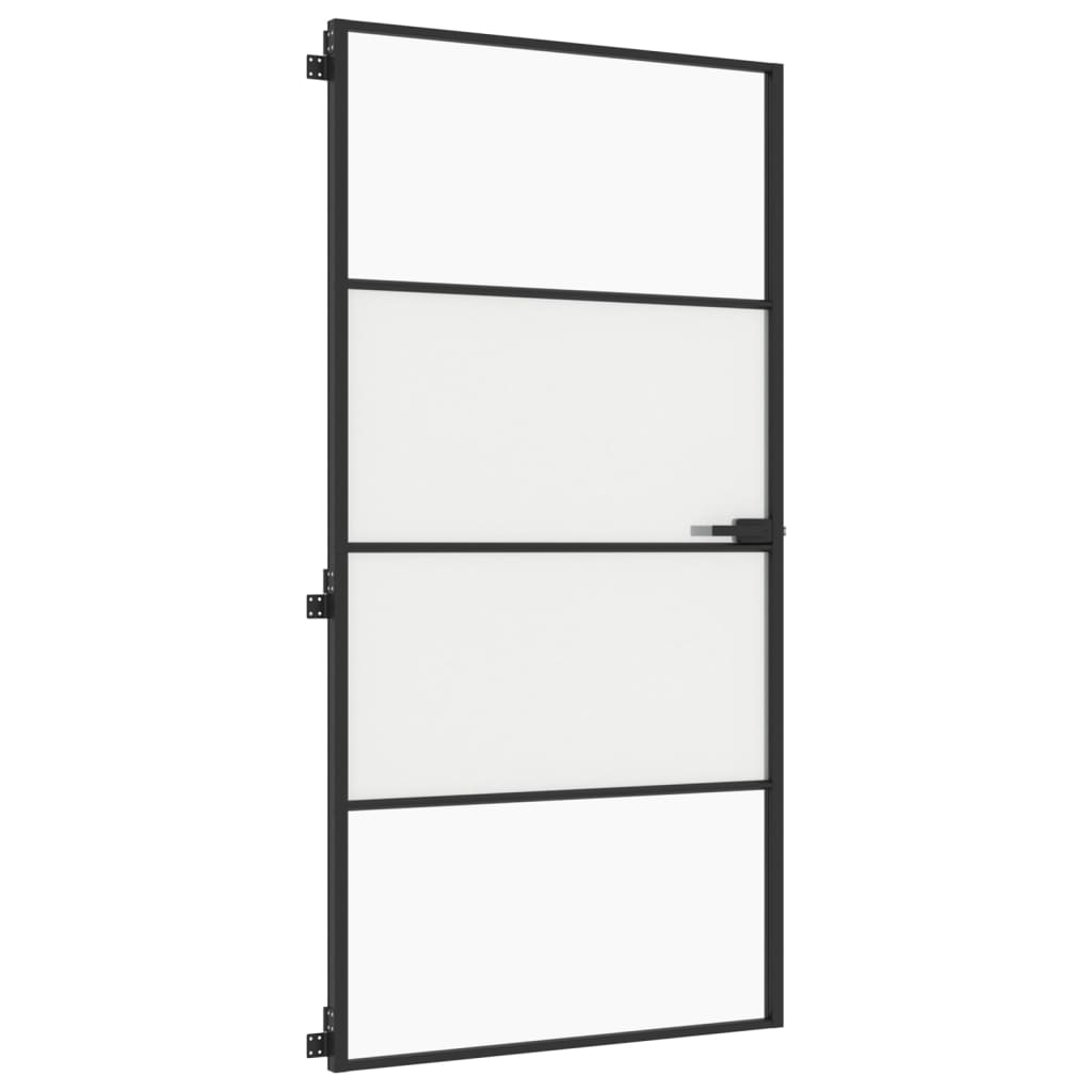 Ușă interior negru 102,5x201,5 cm sticlă securiz./aluminiu slim - Lando