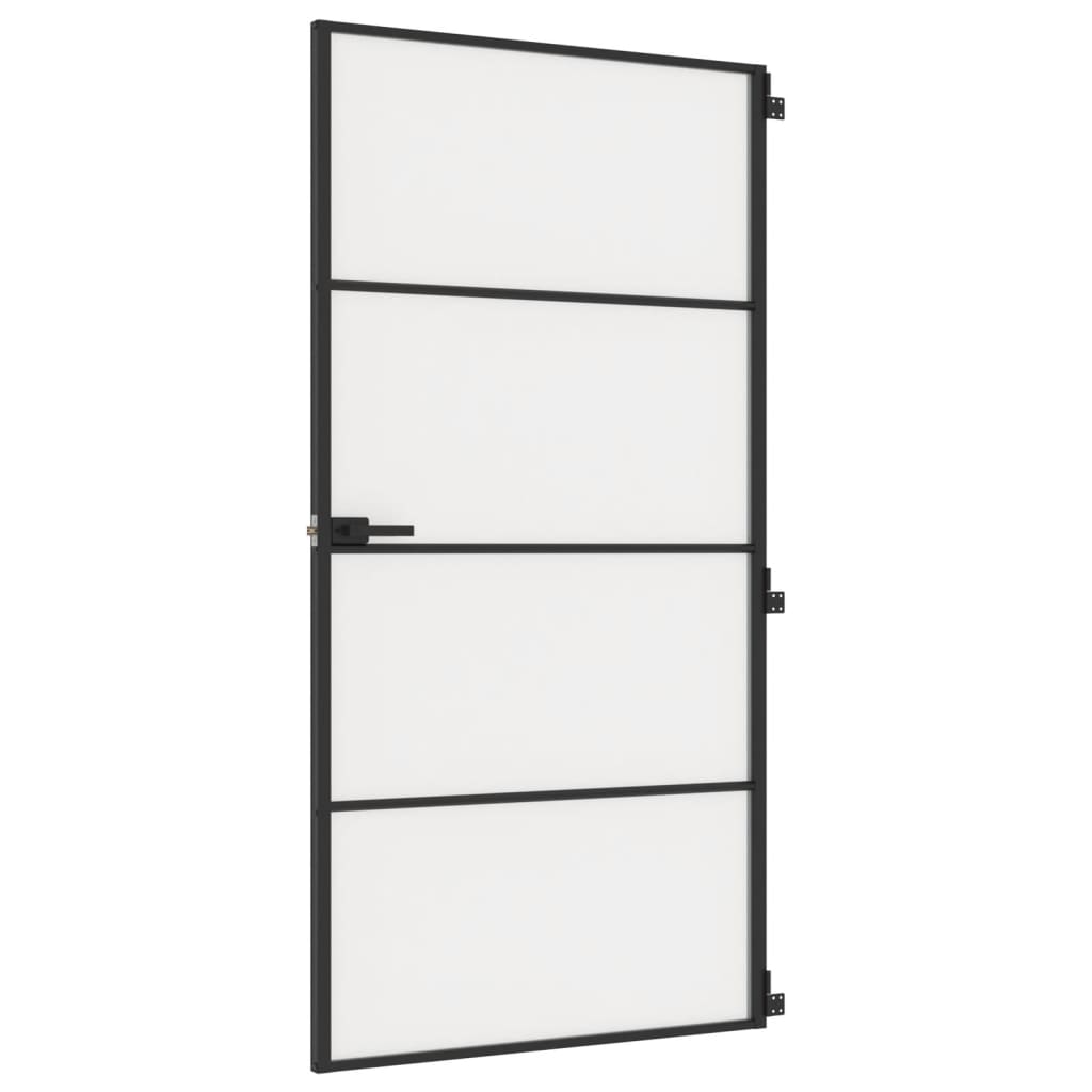 Ușă interior negru 102,5x201,5 cm sticlă securiz./aluminiu slim - Lando