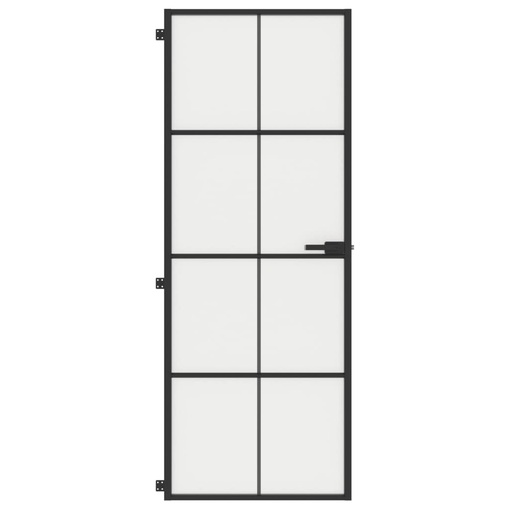 Ușă de interior negru 76x201,5 cm sticlă securiz./aluminiu slim - Lando