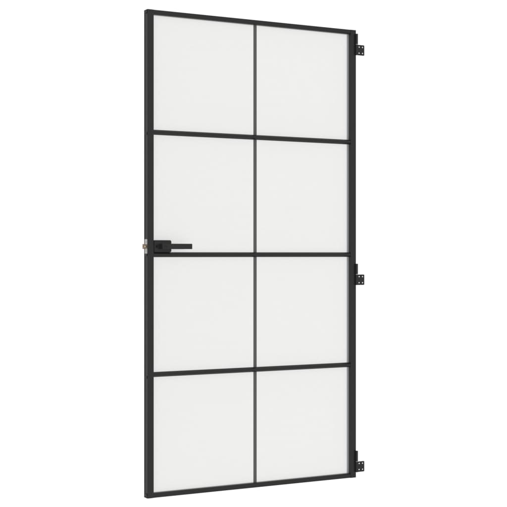 Ușă interior negru 102,5x201,5 cm sticlă securiz./aluminiu slim - Lando