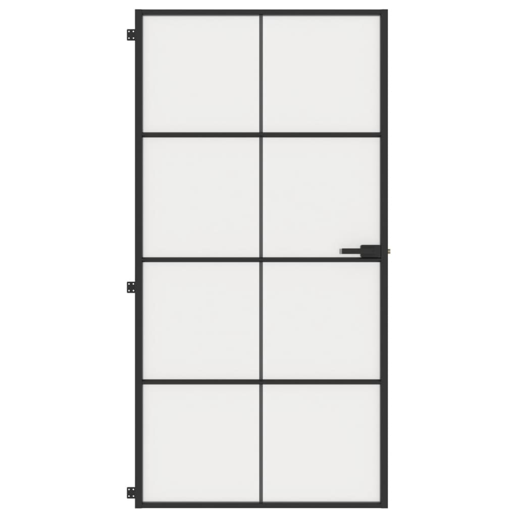 Ușă interior negru 102,5x201,5 cm sticlă securiz./aluminiu slim - Lando