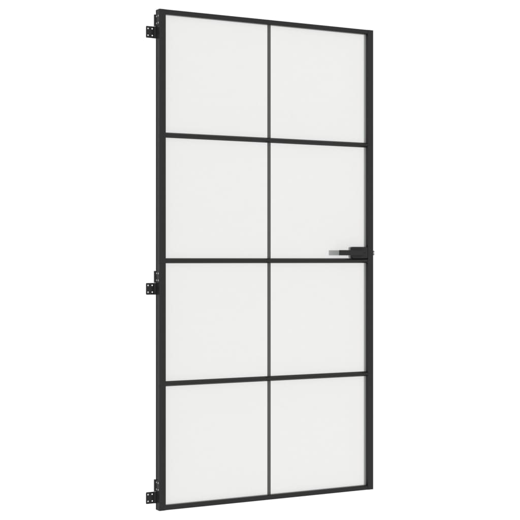 Ușă interior negru 102,5x201,5 cm sticlă securiz./aluminiu slim - Lando