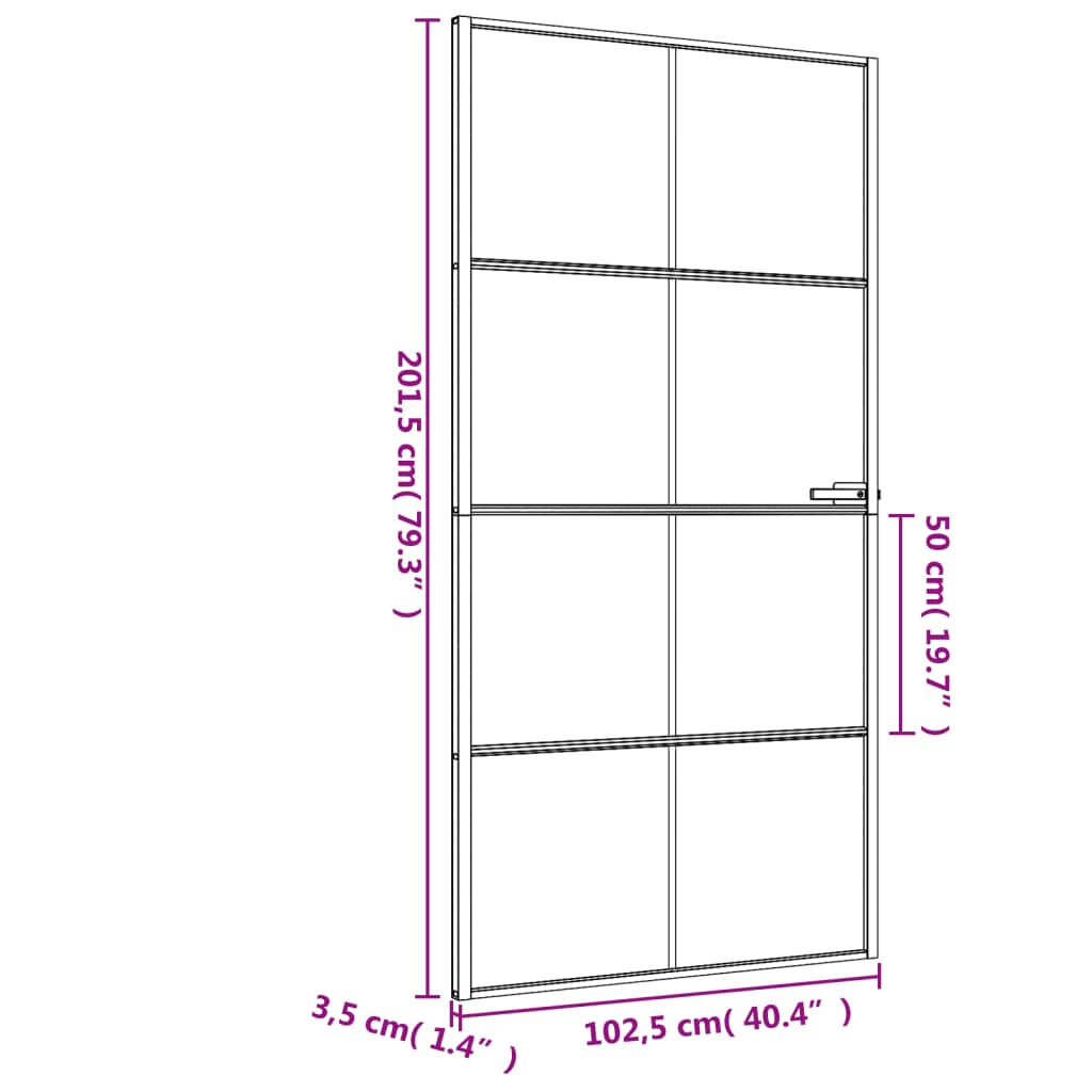 Ușă interior negru 102,5x201,5 cm sticlă securiz./aluminiu slim - Lando