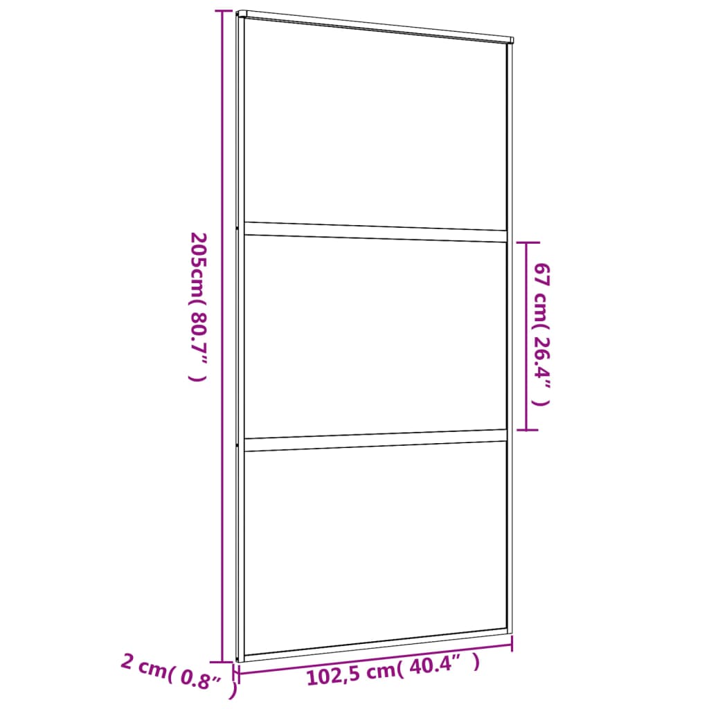 Ușă glisantă, auriu, 102,5x205 cm, sticlă ESG mată și aluminiu - Lando