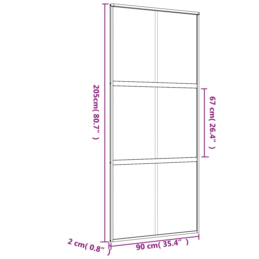 Ușă glisantă, auriu, 90x205 cm, sticlă ESG mată și aluminiu - Lando