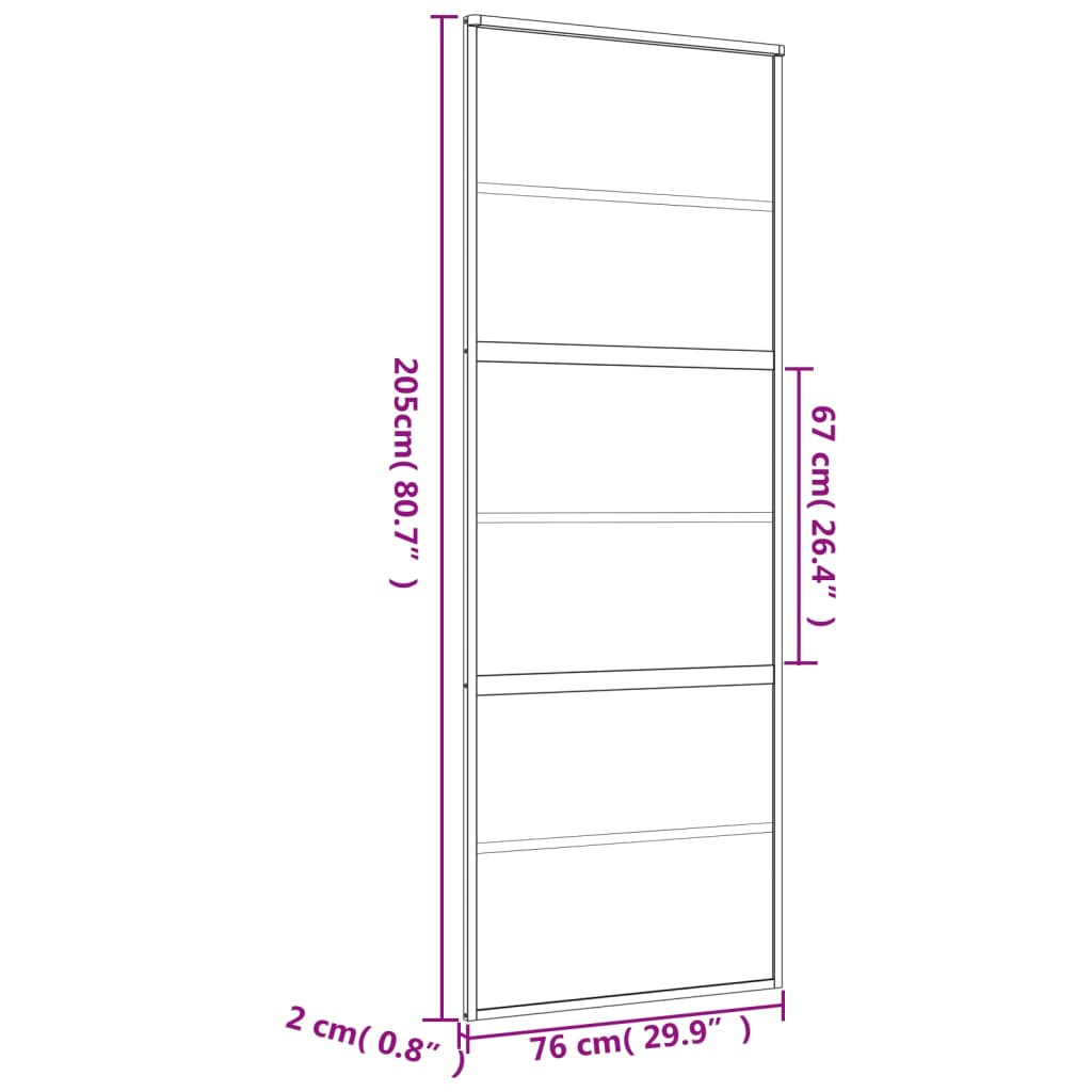 Ușă glisantă, auriu, 76x205 cm, sticlă ESG mată și aluminiu - Lando