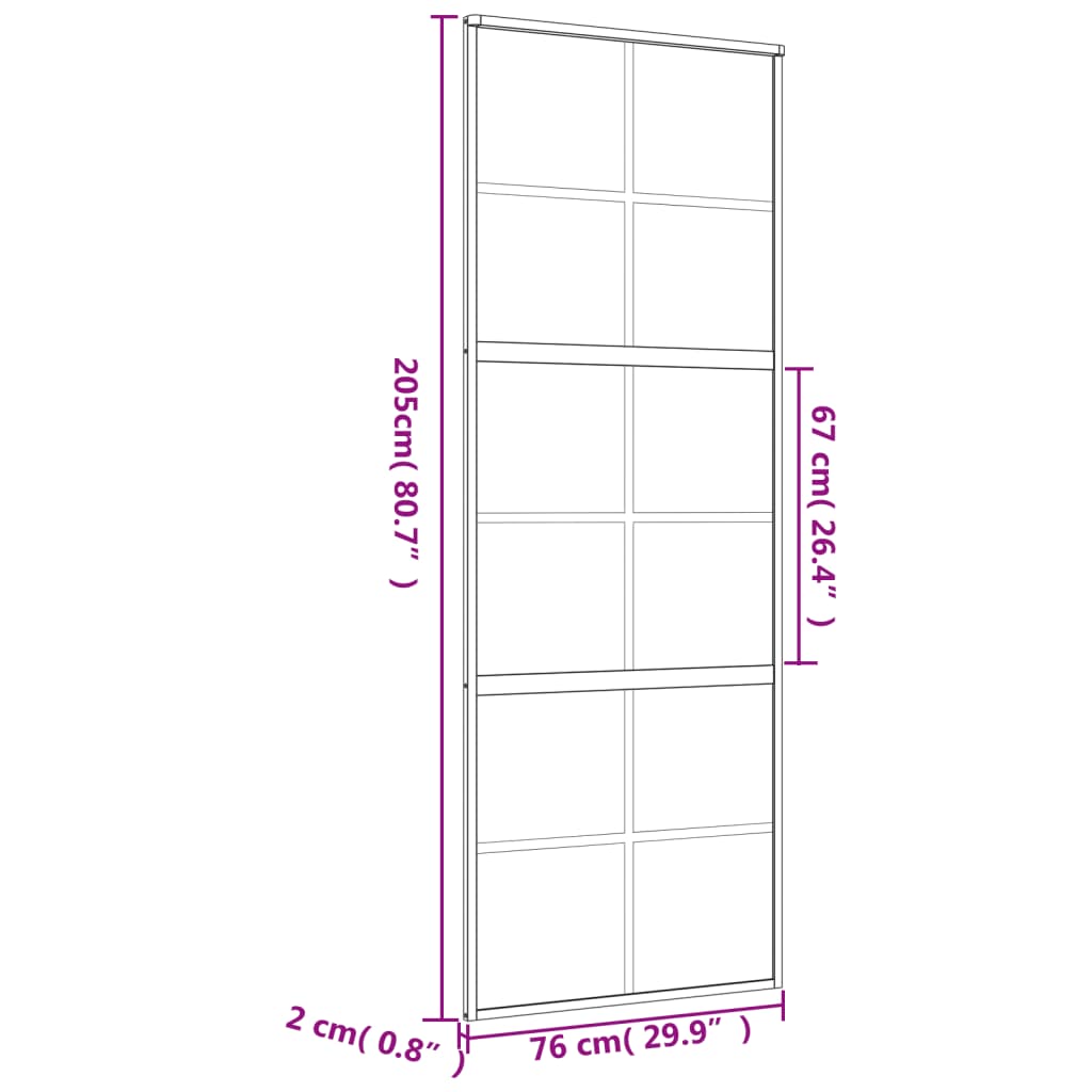 Ușă glisantă auriu 76x205 cm sticlă ESG transparentă/aluminiu - Lando