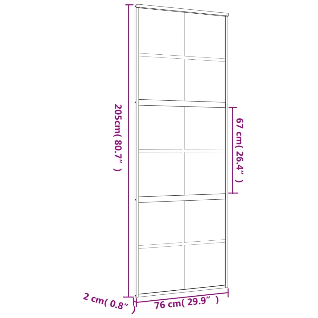 Ușă glisantă, auriu, 76x205 cm, sticlă ESG mată și aluminiu - Lando