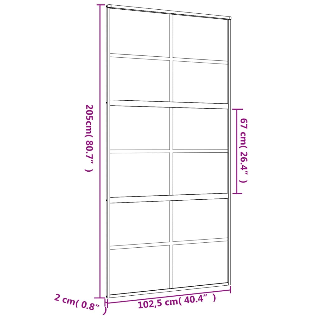 Ușă glisantă, auriu, 102,5x205 cm, sticlă ESG mată și aluminiu - Lando