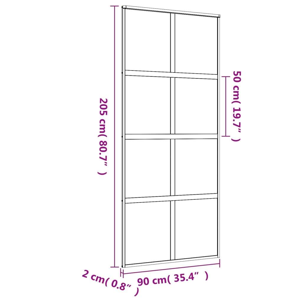 Ușă glisantă, auriu, 90x205 cm, sticlă ESG mată și aluminiu - Lando