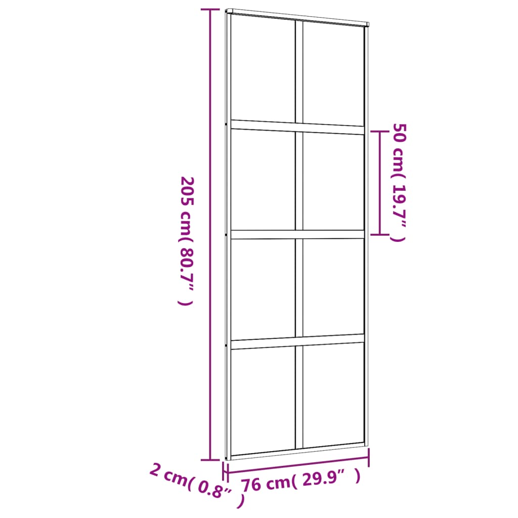 Ușă glisantă, auriu, 76x205 cm, sticlă ESG mată și aluminiu - Lando