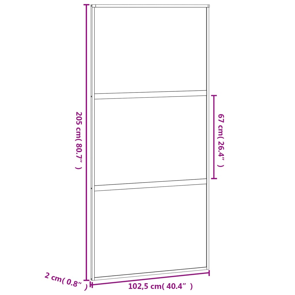 Ușă glisantă, negru, 102,5x205 cm, sticlă securizată/aluminiu - Lando