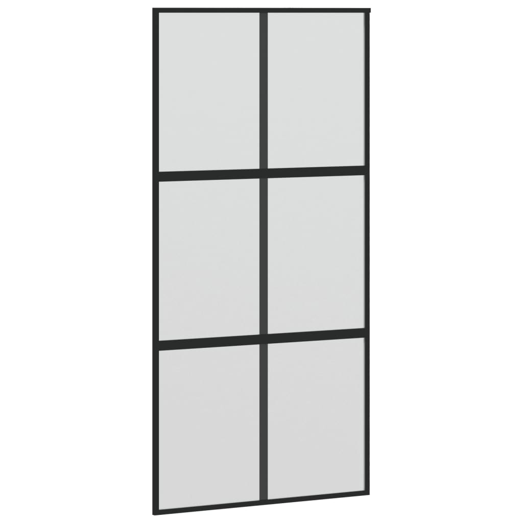 Ușă glisantă, negru, 102,5x205 cm, sticlă securizată/aluminiu - Lando