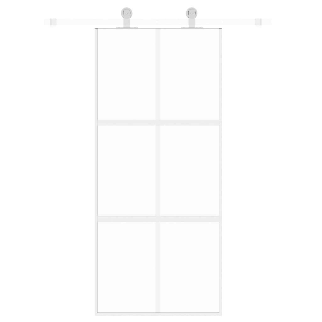 Ușă glisantă, alb, 90x205 cm, sticlă securizată/aluminiu - Lando