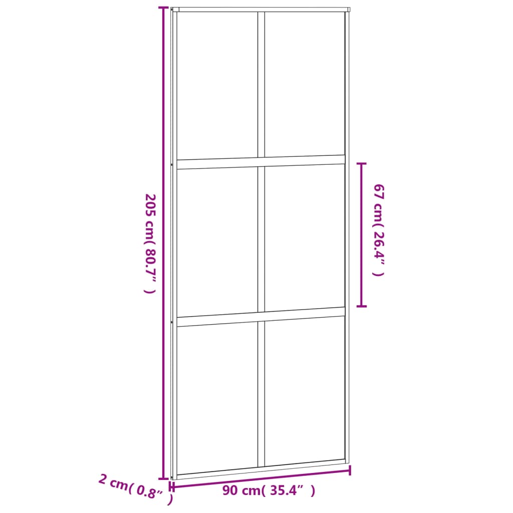 Ușă glisantă, alb, 90x205 cm, sticlă securizată/aluminiu - Lando