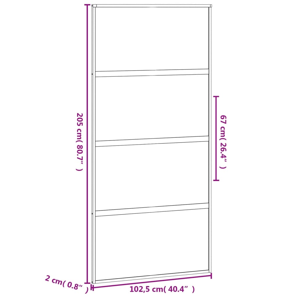 Ușă glisantă, negru, 102,5x205 cm, sticlă securizată/aluminiu - Lando