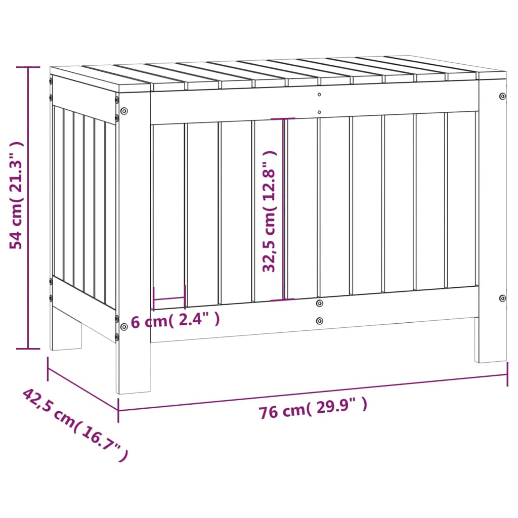 Cutie de depozitare grădină, alb, 76x42,5x54 cm, lemn masiv pin - Lando
