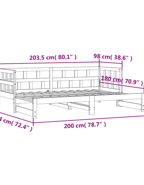 Încărcați imaginea în vizualizatorul Galerie, Pat de zi cu extensie, 90x200 cm, lemn masiv de pin - Lando
