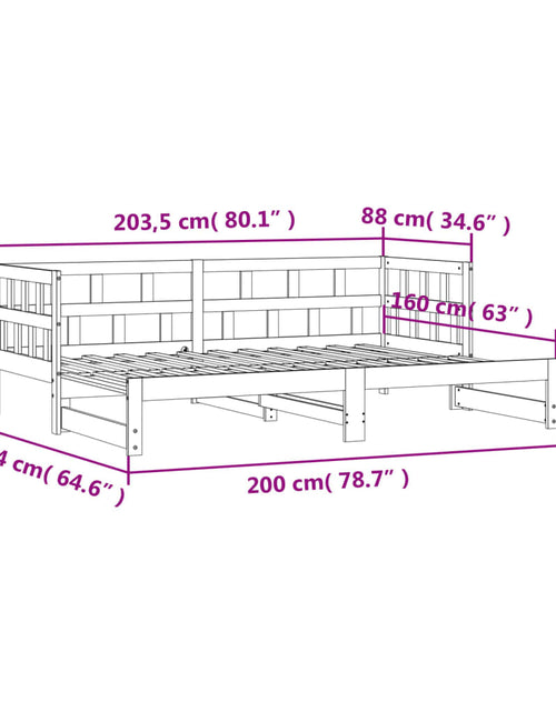 Încărcați imaginea în vizualizatorul Galerie, Pat de zi cu extensie, 80x200 cm, lemn masiv de pin - Lando
