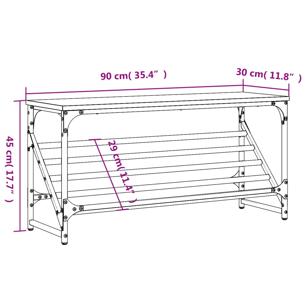 Pantofar, stejar fumuriu, 90x30x45cm, lemn prelucrat Lando - Lando