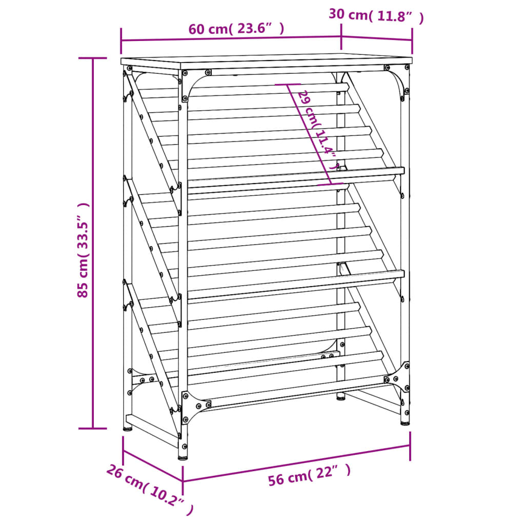 Pantofar, stejar fumuriu, 60x30x85 cm, lemn prelucrat Lando - Lando