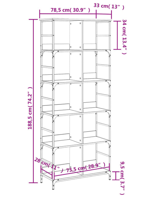 Încărcați imaginea în vizualizatorul Galerie, Bibliotecă, stejar sonoma, 78,5x33x188,5 cm, lemn prelucrat Lando - Lando
