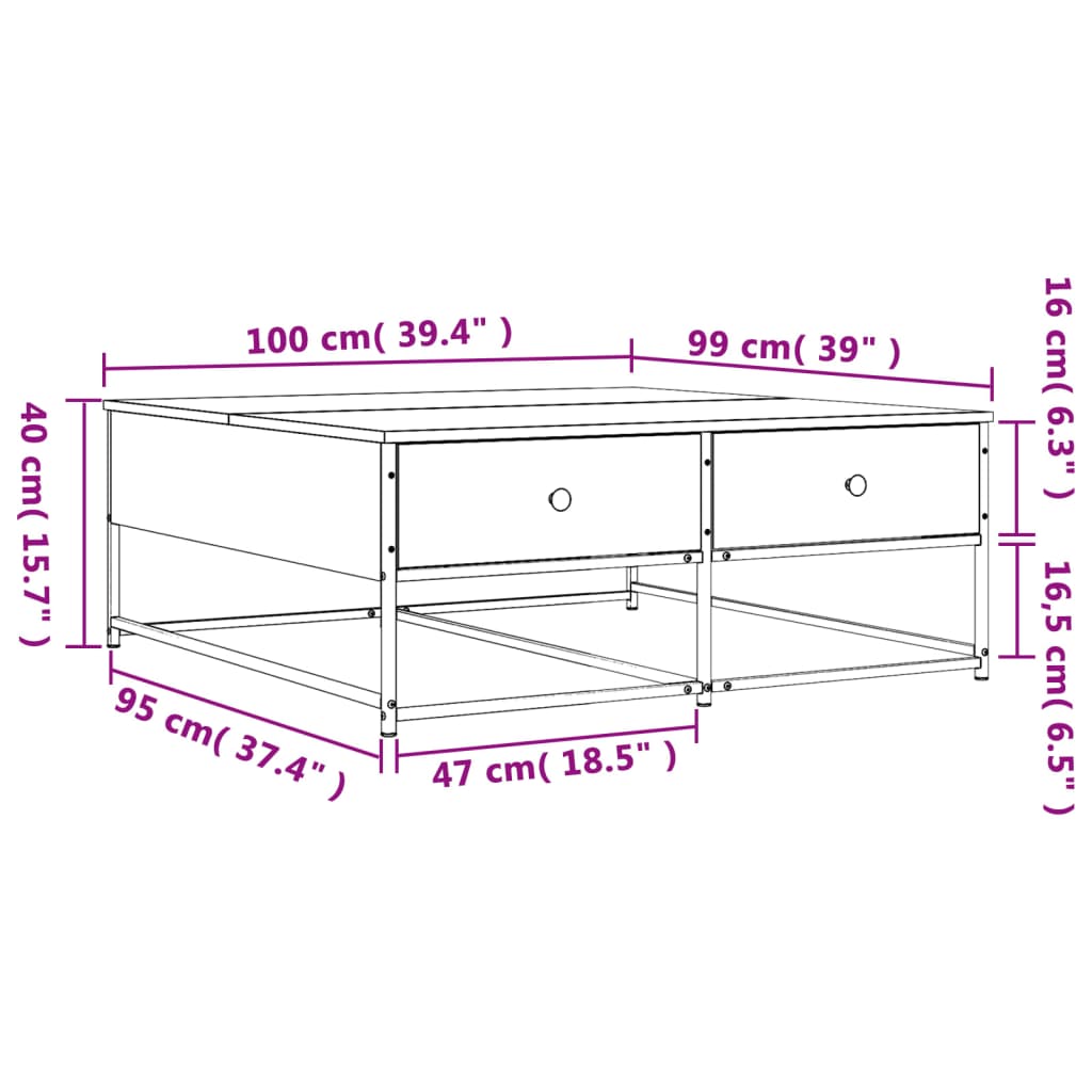 Măsuță de cafea stejar sonoma 100x99x40 cm lemn prelucrat Lando - Lando