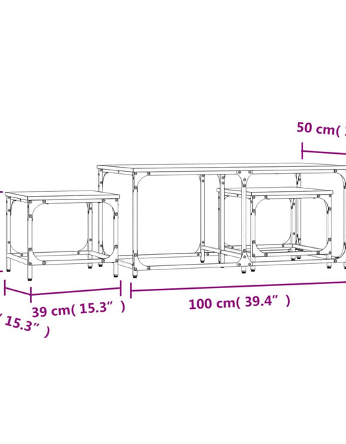 Загрузите изображение в средство просмотра галереи, Mese suprapuse de cafea, 3 buc, negru, lemn prelucrat Lando - Lando
