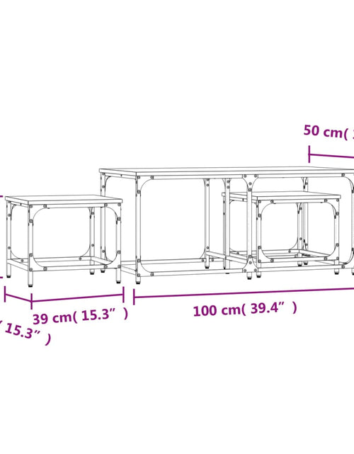 Încărcați imaginea în vizualizatorul Galerie, Mese suprapuse de cafea, 3 buc, stejar maro, lemn prelucrat Lando - Lando
