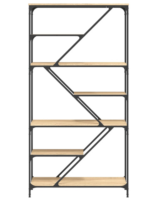Încărcați imaginea în vizualizatorul Galerie, Raft de cărți stejar sonoma 91x36x176 cm lemn prelucrat și oțel Lando - Lando
