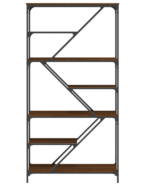 Încărcați imaginea în vizualizatorul Galerie, Raft de cărți, stejar maro 91x36x176 cm lemn prelucrat și oțel Lando - Lando
