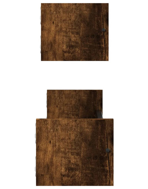 Încărcați imaginea în vizualizatorul Galerie, Rafturi de perete cu bare 2 buc, stejar afumat, 60x16x14 cm Lando - Lando

