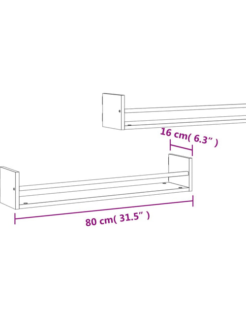 Загрузите изображение в средство просмотра галереи, Rafturi de perete cu bare, 2 buc, gri sonoma, 80x16x14 cm Lando - Lando
