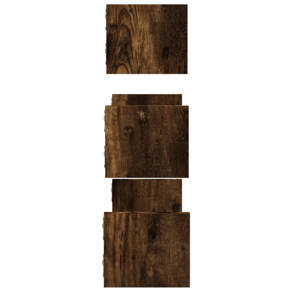 Set rafturi de perete cu bare, 3 buc., stejar fumuriu, lemn Lando - Lando
