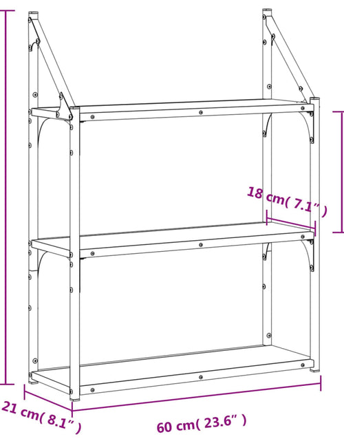 Загрузите изображение в средство просмотра галереи, Raft perete cu 3 niveluri, negru, 60x21x78,5 cm, lemn prelucrat Lando - Lando
