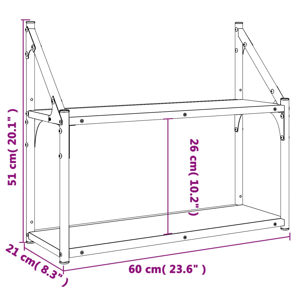 Raft cu 2 niveluri stejar sonoma 60x21x51 cm, lemn prelucrat Lando - Lando