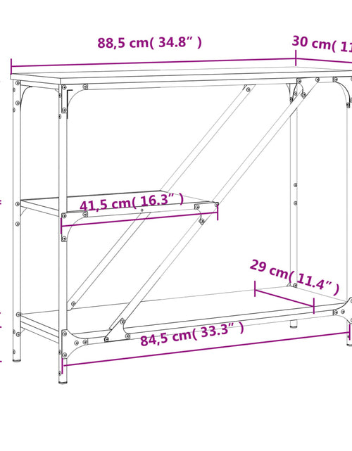 Загрузите изображение в средство просмотра галереи, Măsuță consolă, stejar fumuriu, 88,5x30x75 cm, lemn prelucrat Lando - Lando
