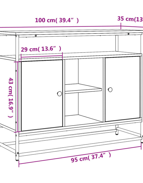 Загрузите изображение в средство просмотра галереи, Servantă, stejar fumuriu, 100x35x80 cm, lemn prelucrat - Lando
