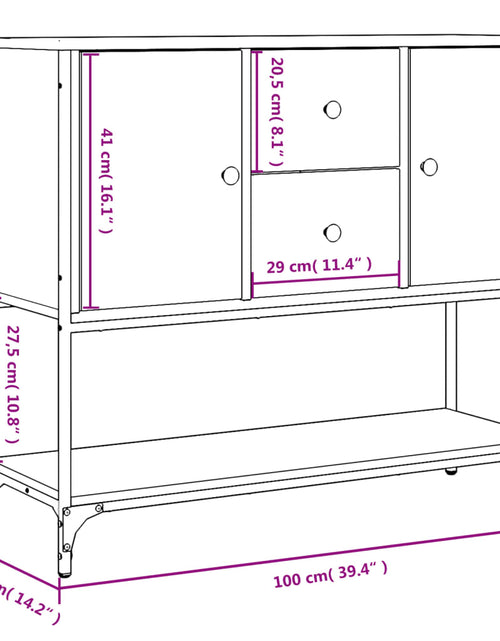 Загрузите изображение в средство просмотра галереи, Servantă, stejar fumuriu, 100x36x85 cm, lemn prelucrat - Lando
