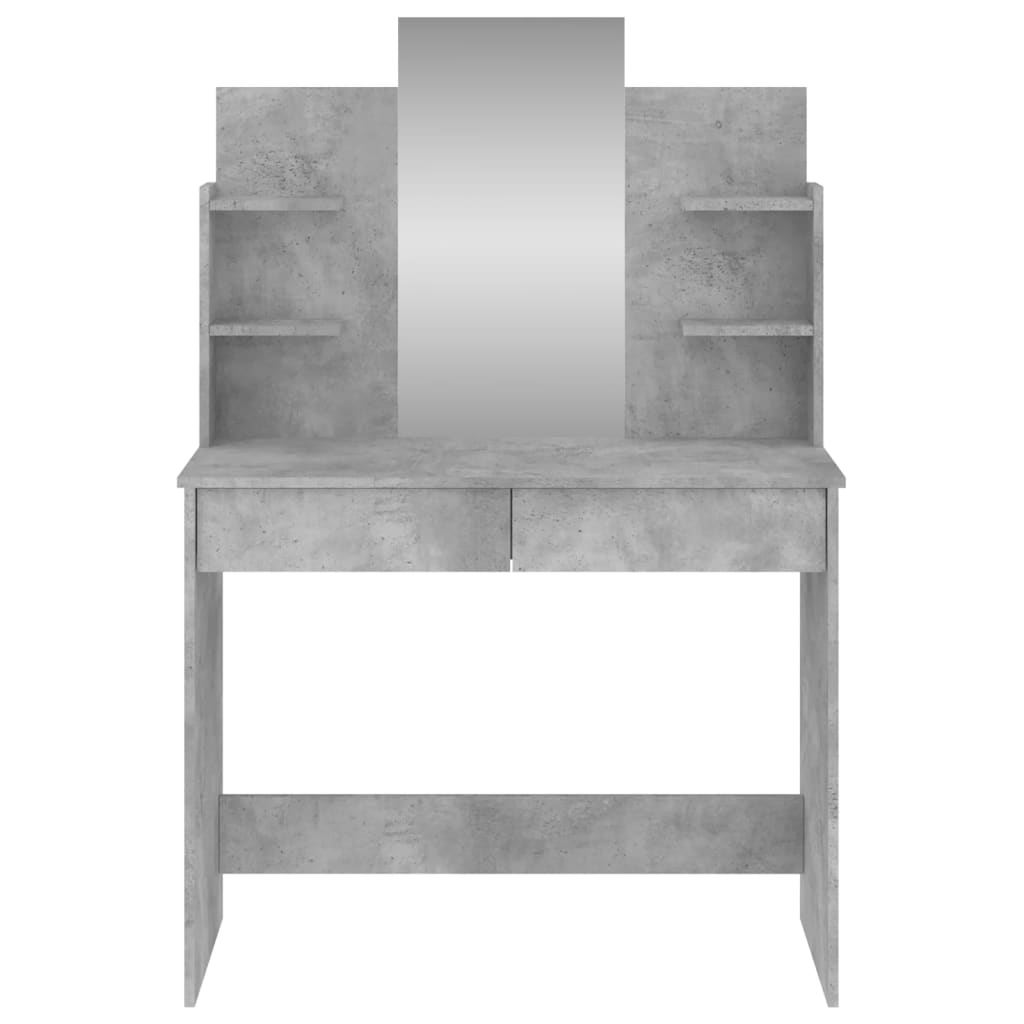 Masă de toaletă cu oglindă, gri beton, 96x39x142 cm - Lando