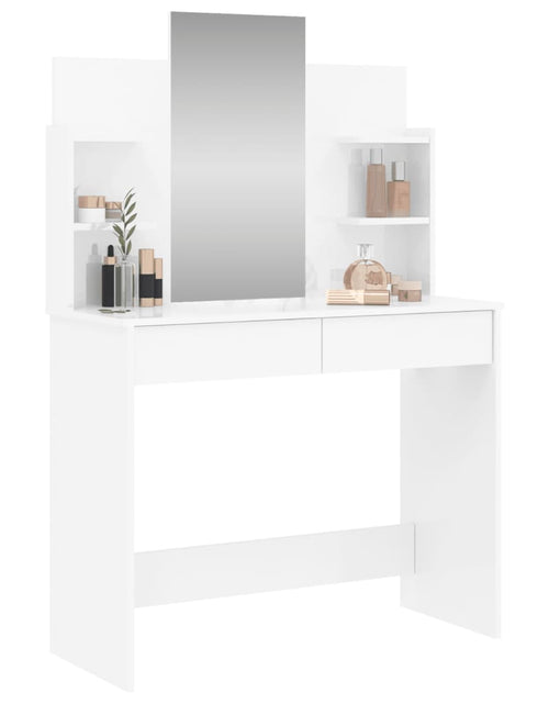 Încărcați imaginea în vizualizatorul Galerie, Masă de toaletă cu oglindă, alb extralucios, 96x39x142 cm - Lando
