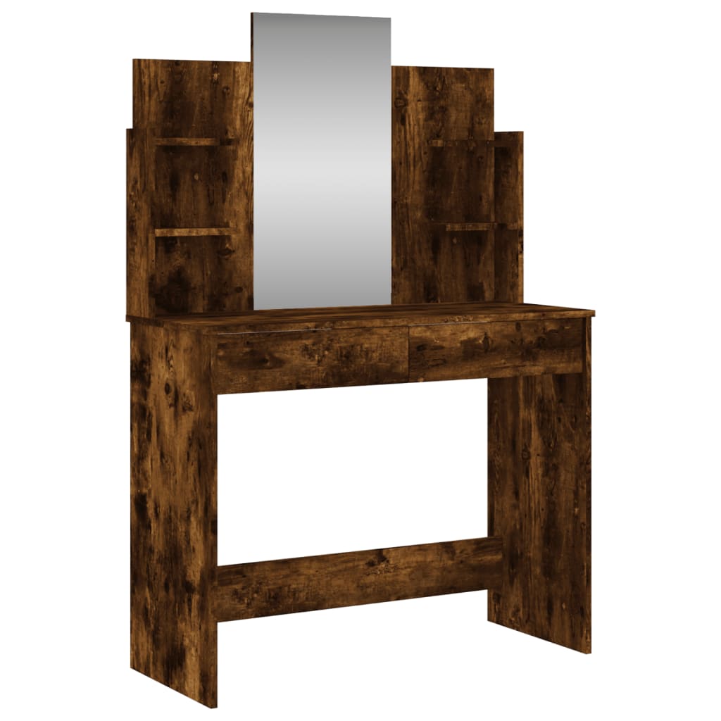 Masă de toaletă cu oglindă, stejar fumuriu, 96x39x142 cm - Lando