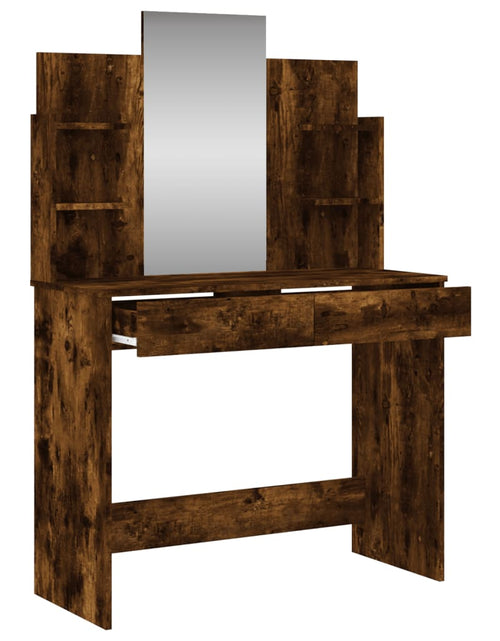 Загрузите изображение в средство просмотра галереи, Masă de toaletă cu oglindă, stejar fumuriu, 96x39x142 cm - Lando
