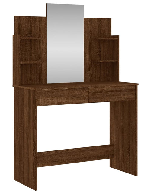 Загрузите изображение в средство просмотра галереи, Masă de toaletă cu oglindă, stejar maro, 96x39x142 cm - Lando
