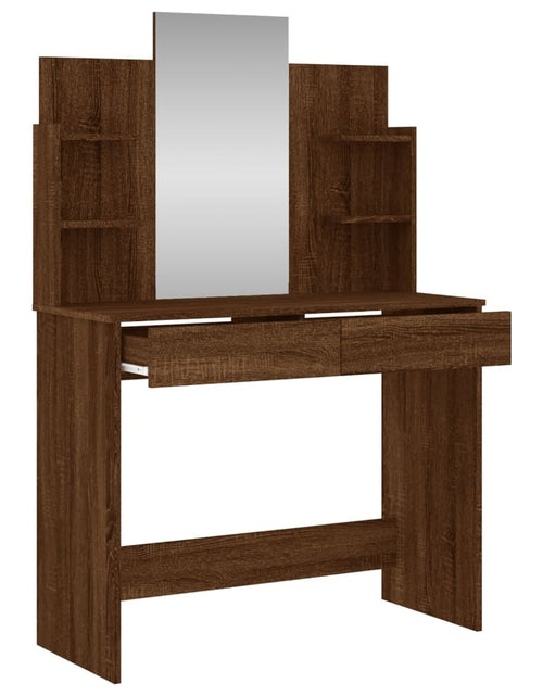 Загрузите изображение в средство просмотра галереи, Masă de toaletă cu oglindă, stejar maro, 96x39x142 cm - Lando
