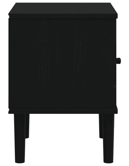 Încărcați imaginea în vizualizatorul Galerie, Noptieră SENJA, aspect ratan negru, 40x35x48 cm, lemn masiv pin - Lando
